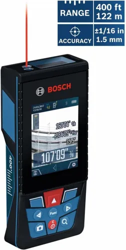 Vista 7 de Bosch GLM400CL 400 Ft Blaze Medidor láser conectado para exteriores, incluye batería de iones de litio de 1.0 Ah 3.7V y cargador, cable Micro USB