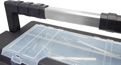 Vista 6 de Torin - Caja de almacenamiento organizadora de 19 pulgadas de acero inoxidable y plástico, caja de herramientas portátil con mango largo y bandeja