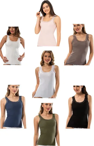 Vista 7 de VAVONNE Camisola de encaje para mujer, suave y elástica de algodón acanalado