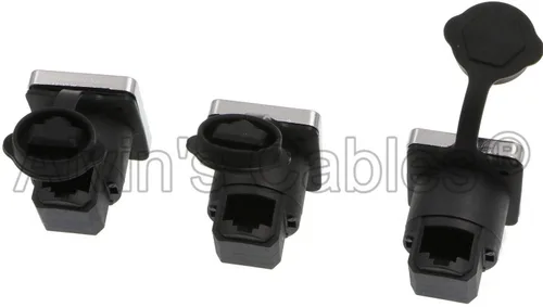 Vista 2 de Alvin's Cables 90 grados RJ45 interfaz impermeable zócalos conector IP65 Ethernet montaje en panel ángulo recto 3pcs RJ45 conector