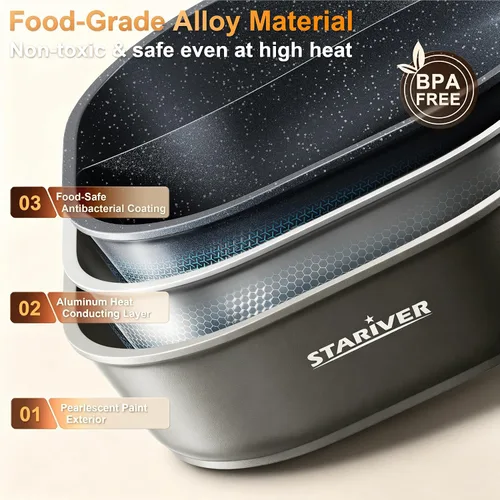 Vista 3 de Stariver Olla eléctrica de 6L con divisor, 1300 W, olla de doble sabor para dos caldos, control de 5 temperaturas y revestimiento antiadherente
