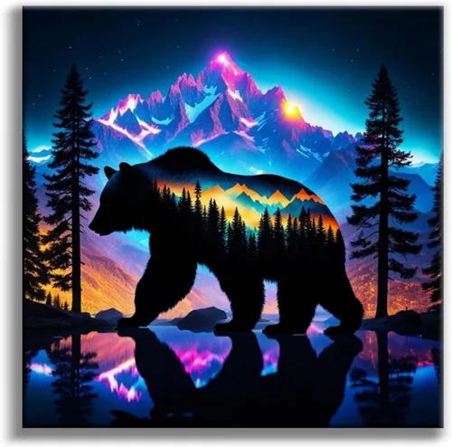 Vista 26 de Kits de pintura de diamantes de cielo estrellado Offito para adultos, kits de pintura de diamantes 5D Aurora Lake para principiantes, fantásticos