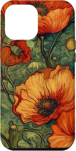 Vista 25 de iPhone 16 Floral Van Gogh Style Poppy Flower Case