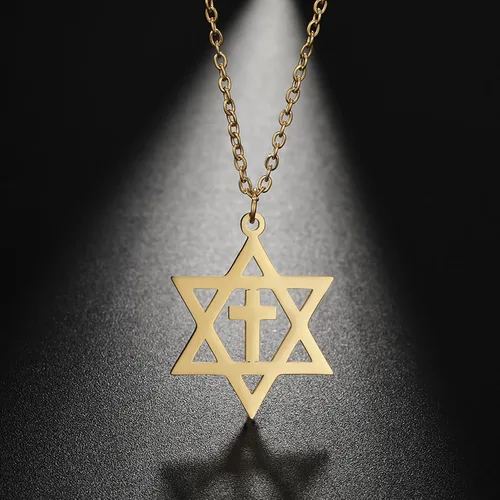 Vista 3 de EUEAVAN Collar con dije de estrella de David para mujer, con dije hexagonal, amuleto, simbólico, judío, Israel, religioso, David, joyería de regalo