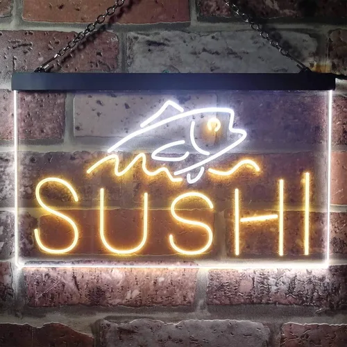 Vista 28 de ADVPRO Sushi Fish Sashimi Restaurant - Letrero de neón LED de doble color, azul y rojo, 12 x 8.5 pulgadas, st6s32-i3334-br