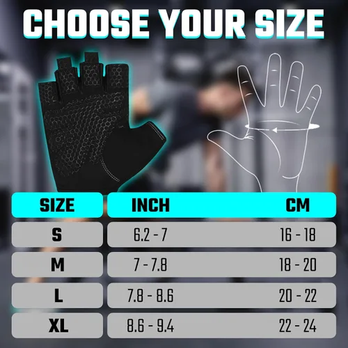 Vista 7 de SAWANS Guantes de gimnasio para levantamiento de pesas para hombres y mujeres, transpirables, ligeros, guantes de fitness, antideslizantes
