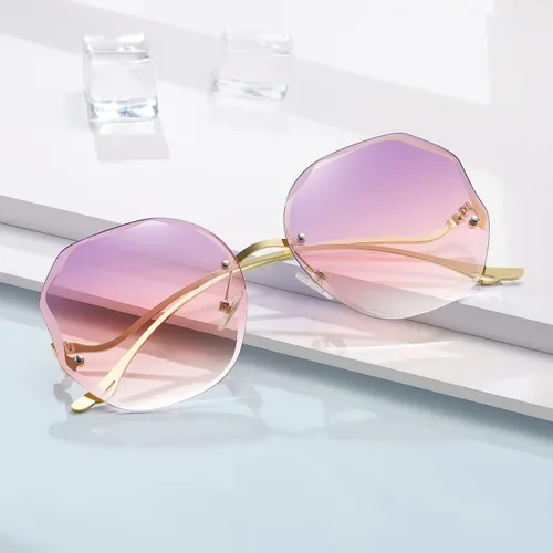 Vista 2 de WOWSUN Y2K - Gafas de sol vintage degradadas sin montura para mujer