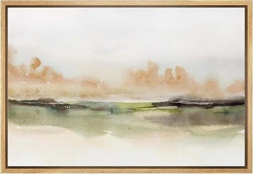 Vista 39 de wall26 Lienzo enmarcado de arte de pared, acuarela en tonos pastel, pino, árbol, bosque, lago, naturaleza, ilustraciones de área silvestre, arte