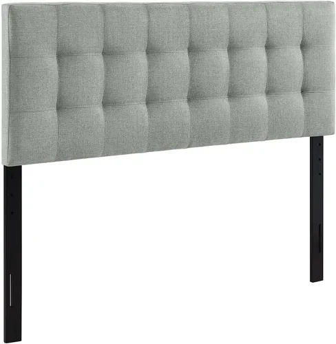 Vista 17 de Modway Lily Cabecero doble tapizado de tela de lino con botones en beige