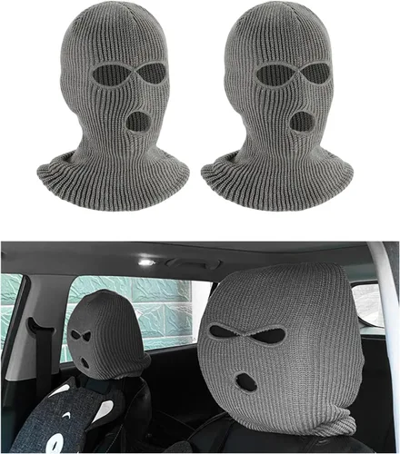 Vista 9 de 2 fundas para reposacabezas de automóvil, divertida máscara de cara completa personalizada para asiento de automóvil, máscara de esquí, protección