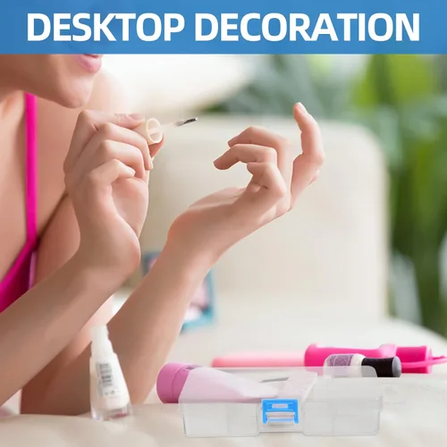 Vista 3 de Healifty Caja de herramientas transparente para arte de uñas, organizador de 8 ranuras con tapa, estuche de almacenamiento de manicura de plástico