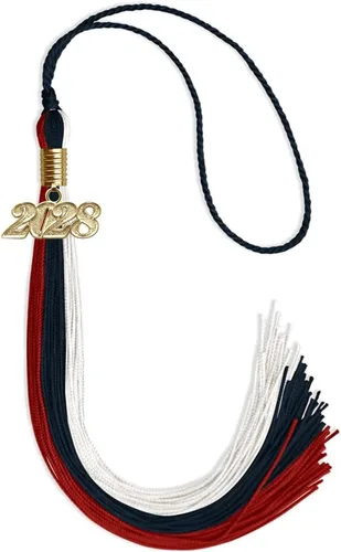 Vista 98 de Endea - Borla de graduación de triple color con gota de fecha dorada (negro/dorado/granate, 2020)