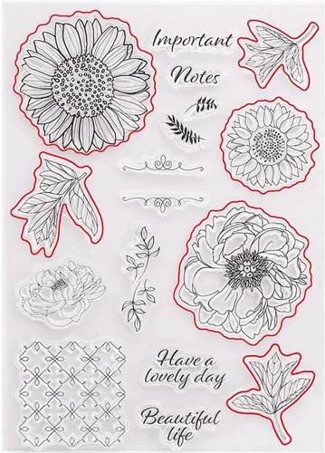 Vista 5 de Daisy - Juego de sellos y troqueles transparentes de silicona para hacer tarjetas, plantillas de corte de metal para álbumes de recortes, álbum