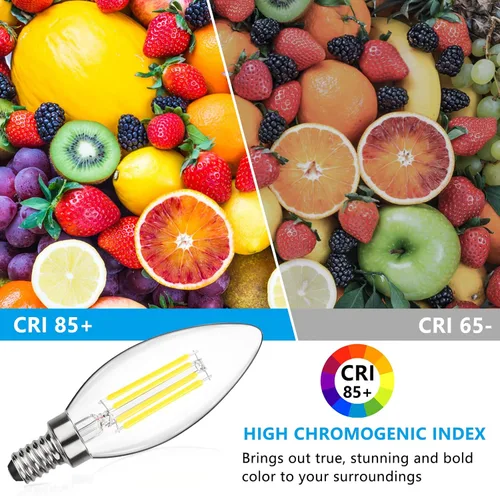 Vista 14 de MAXvolador, bombillas LED regulables E12 candelabro clásico, equivalentes a 60 W, luz blanca diurna de 5000 K, bombilla LED de araña de 600 lm