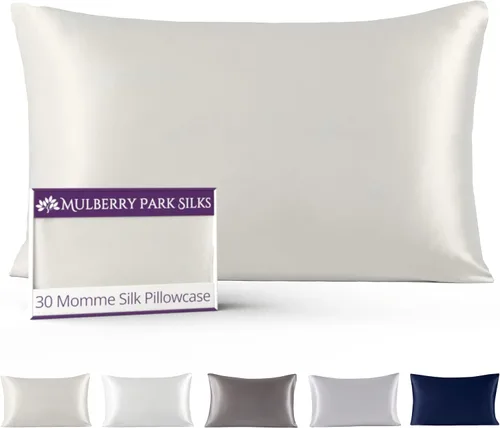 Vista 7 de Mulberry Park - Funda de almohada de seda de morera 100 % pura, 30 momme, tejido Charmeuse de lujo para cabello y piel, funda de almohada de seda