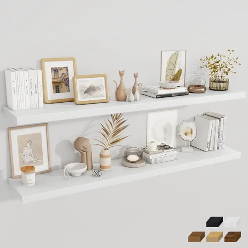 Vista 38 de Fun Memories Pequeños estantes flotantes para pared, estantes cuadrados de pared de 8 pulgadas con soportes invisibles, estantes negros para baño