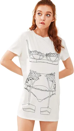 Vista 5 de Floerns Camisón de lencería divertido para mujer, camiseta con estampado lindo