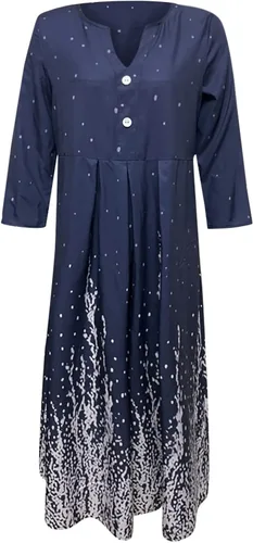 Vista 3 de UODSVP Ropa de otoño para mujer, estilo casual, de moda, con cuello en V, manga media, con botones, sueltos
