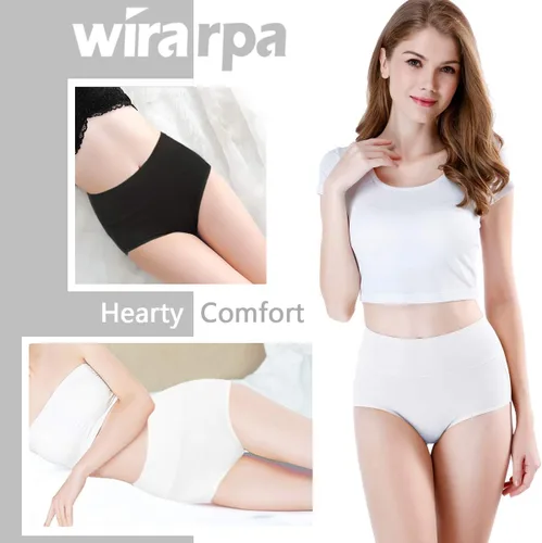 Vista 2 de wirarpa - Calzón clásico y suave de algodón con cintura alta para mujer (paquete surtido)