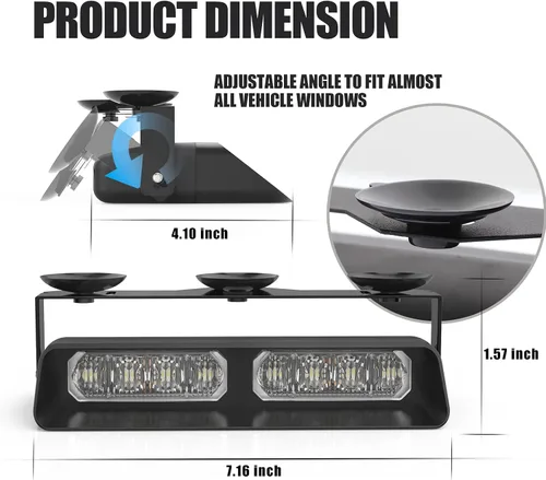 Vista 5 de WINECO - Barra de luces estroboscópicas 2 en 1 para tablero de emergencia, advertencia de seguridad, luces intermitentes de peligro