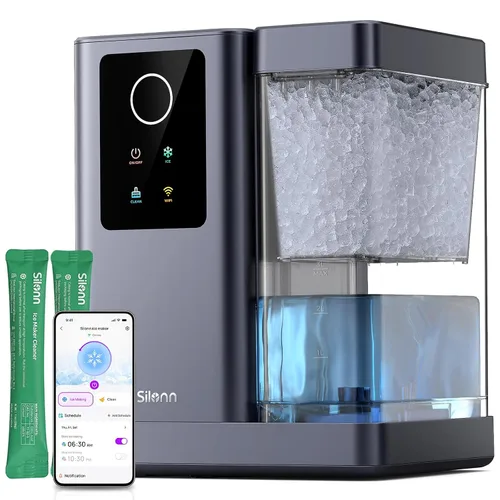Vista 9 de Silonn Máquina de hielo Nugget con asa de transporte, 36 lbs/24H Negro