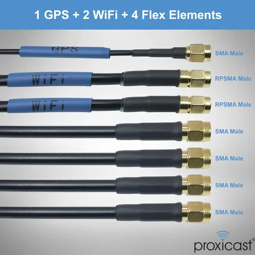 Vista 4 de Proxicast Antena 7 en 1 de bajo perfil 4x4 5G + WiFi 2x2 + GPS para techo 7 en 1 4G/5G+WIFI+GPS