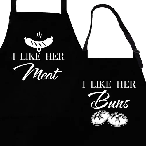 Vista 9 de Rosoz Funny Couple Aprons - Gift Ideas For Her Him - Kitchen Cooking Set - Birthday, Wedding, Anniversary, Bridal Shower