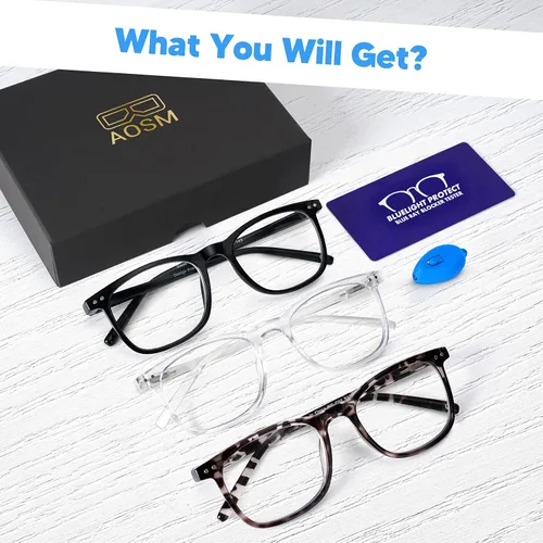 Vista 7 de AOSM Lentes de luz azul para hombres y mujeres, gafas de juego antirreflejos, protección UV400, bloqueo de luz azul para aliviar la fatiga ocular