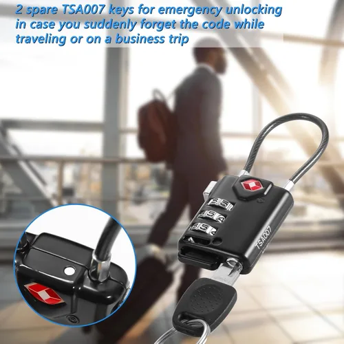 Vista 7 de 2 cerraduras TSA para equipaje, cerradura de combinación pequeña, cerraduras de equipaje aprobadas por la TSA, para cerradura de casillero, maleta