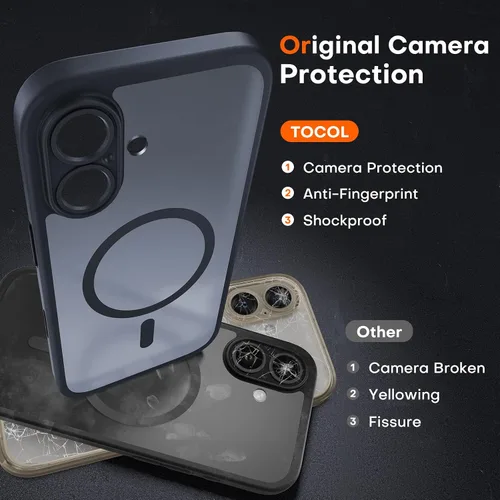 Vista 675 de TOCOL Funda para iPhone 11, compatible con Magsafe, protección completa de cámara, imanes integrados, protección contra caídas, funda translúcida