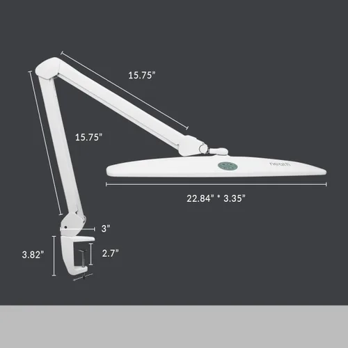 Vista 7 de Neatfi Lámpara de escritorio LED XL Cabeza de 20 pulgadas de ancho (blanco-2, CCT con abrazadera)