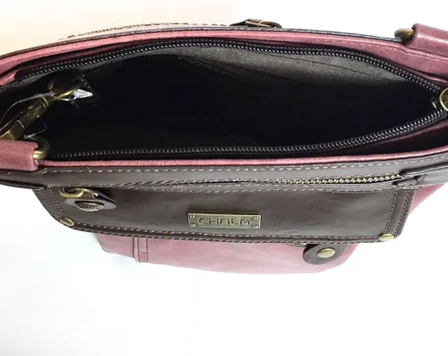 Vista 6 de Chala GEMINI Bolso bandolera de lona para regalo, color burdeos, tortuga, Borgoña