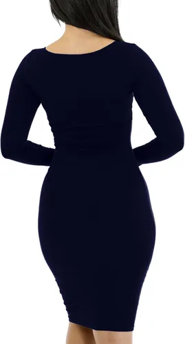 Vista 3 de Vestido ajustado de tubo para mujer, sexy, casual, manga larga, fruncido, ajustado, vestido de fiesta de club