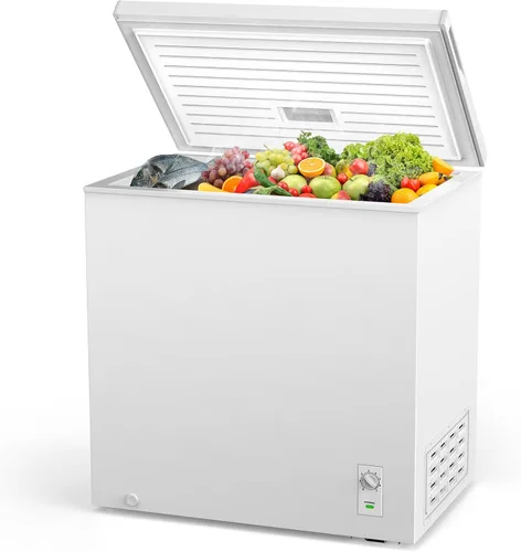 Vista 8 de COWSAR - Refrigerador compacto de 3.2 pies cúbicos con congelador, refrigerador de doble puerta para dormitorio, termostato ajustable, refrigerador