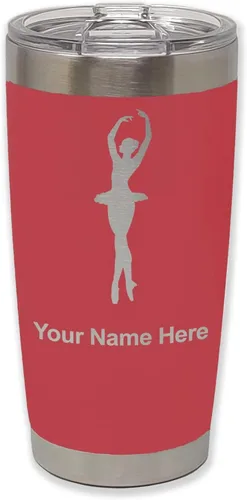 Vista 22 de LaserGram Vaso aislado al vacío de 20 onzas, bailarina de ballet, grabado personalizado incluido (negro)
