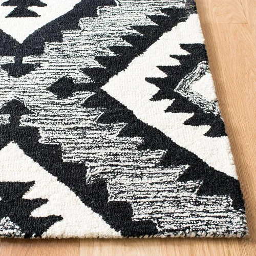 Vista 2 de SAFAVIEH Aspen Collection - Alfombra decorativa de 2 x 3 pies, carbón y negro, lana hecha a mano, ideal para zonas de alto tráfico en entrada, sala
