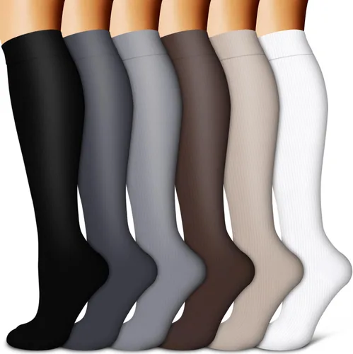 Vista 9 de Copper Compression Socks for Women & Men (6 pairs) - Best Support for Nurses, Running, Hiking, Recovery 01 Rayas Negras