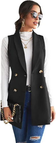 Vista 3 de Verdusa - Chaleco elegante con cuello chal y doble botonadura para mujer