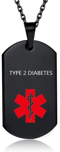 Vista 8 de NanMuc Collar de identificación de alerta médica para hombres y mujeres, acero inoxidable, etiqueta de identificación médica, collar de alerta