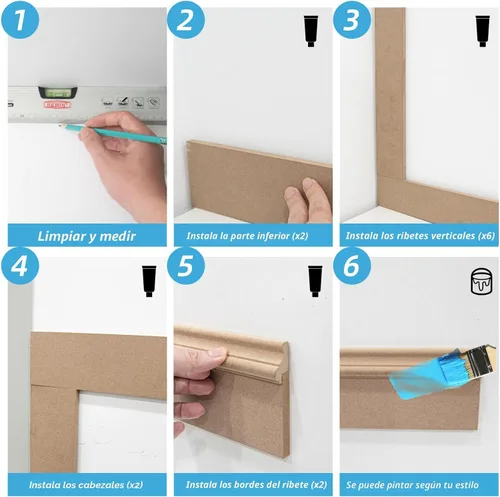Vista 7 de Art3d Kit de Revestimiento de Tablero y Listón Prefabricado Pintable, Panel de Pared de Acento de MDF para Cocina Dormitorio Sala de Estar
