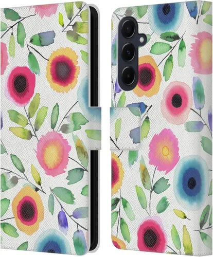 Vista 178 de Head Case Designs Officially Licensed Ninola Ditsy Flowers Yellow Nature Bold Leather Wallet Case Compatible with Samsung Galaxy A07 4G