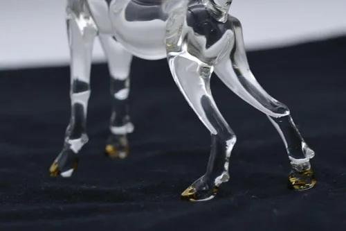 Vista 6 de Adorno de cristal soplado a mano de ciervo gigante transparente, decoración de figura de animal, regalo de Año Nuevo