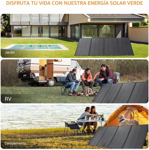 Vista 7 de Panel solar portátil de 800 W, 2 piezas de 400 W, panel solar plegable de respaldo de energía, cargador solar de salida de 36 V para estación