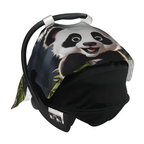 Vista 4 de Baby Car Seat Canopy Cover for Mom, Soft Breathable Nursing Breastfeeding Covers Multi Use Stroller Sun Shade Newborn Shower Gift，Cute Animal Panda