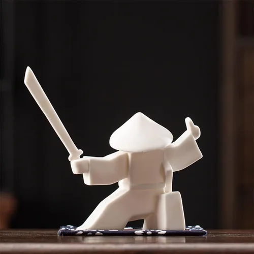 Vista 11 de LYART Figura de estatua de guerrero – Accesorios de adorno de té para mascotas – Lindo regalo de decoración de Kung Fu para el hogar, oficina