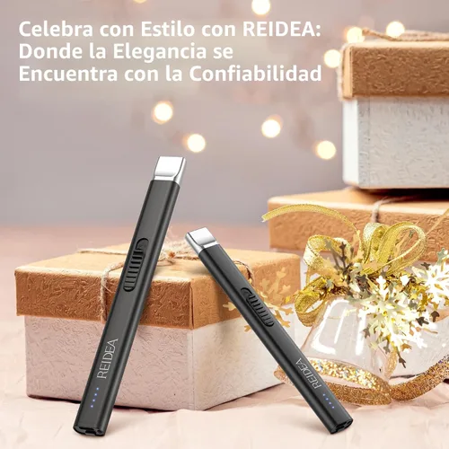 Vista 7 de REIDEA Encendedor eléctrico de regalo para los amantes de las velas, resistente al viento, sin llama, recargable por USB, encendedor retráctil
