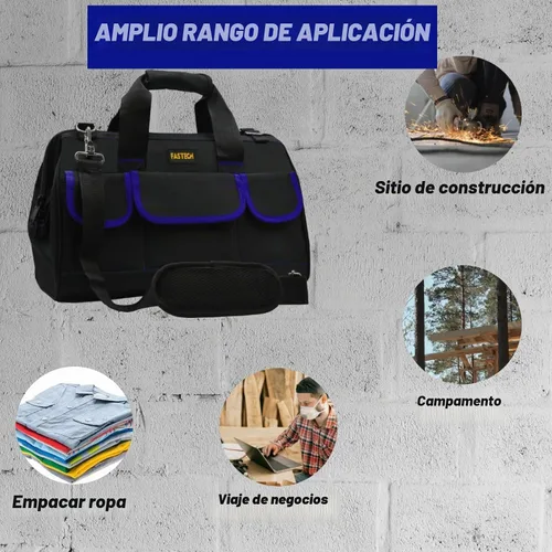 Vista 7 de FASTECH Bolsa de herramientas de 18 pulgadas, kit de herramientas de boca ancha impermeable, organizador de bolsa de herramientas resistente