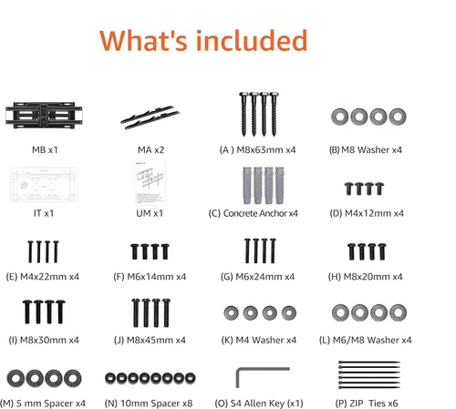 Vista 8 de Amazon Basics Soporte de TV articulado de movimiento completo de doble brazo resistente para televisores de 37" a 80" de hasta 132 libras