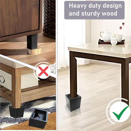 Vista 2 de Elevadores de madera para muebles de cama de 4 pulgadas, soportan hasta 6,000 libras, para sofá, sofá, escritorio, silla, base de mesa, aumento