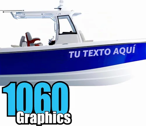 Vista 10 de Calcomanías de vinilo personalizadas con números y letras de barco (dos calcomanías)